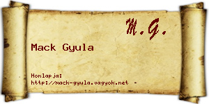 Mack Gyula névjegykártya